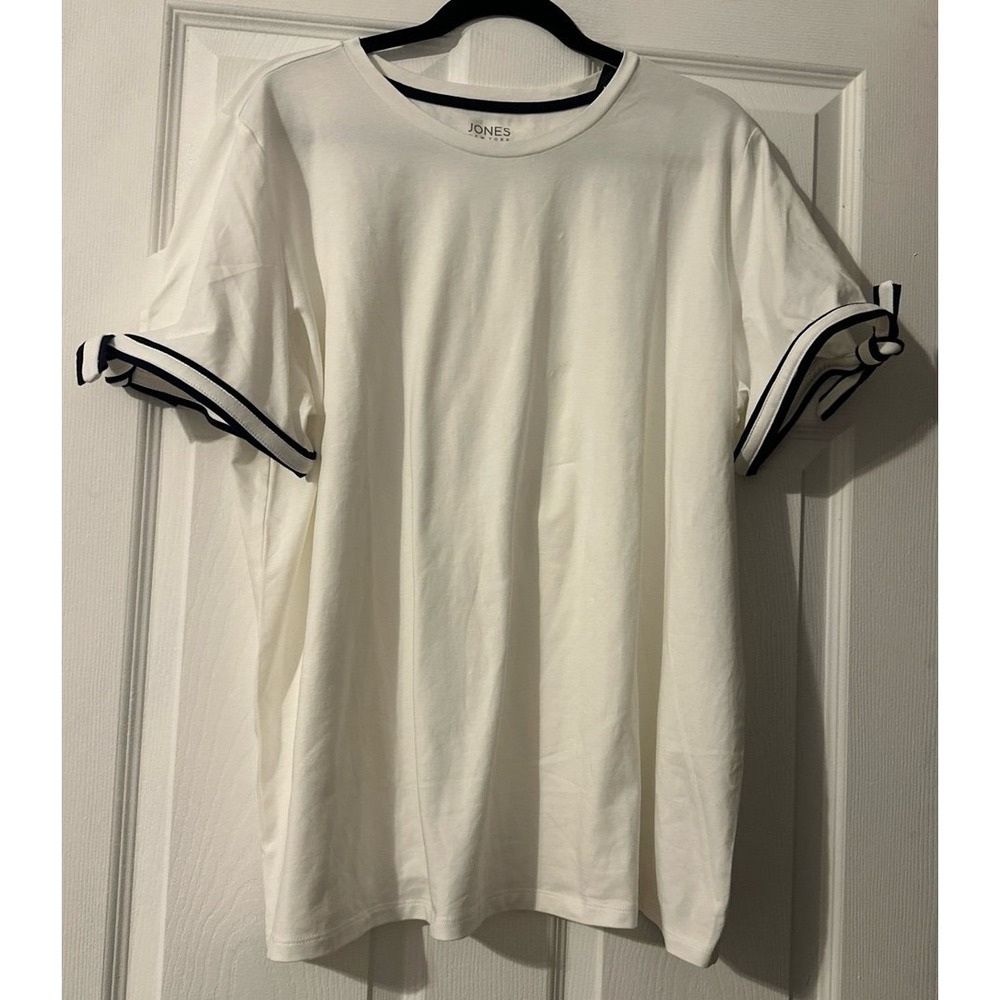 NWT Jones New York Signature Women XXL White Popover Tie Sleeve Short Sleeve Top
